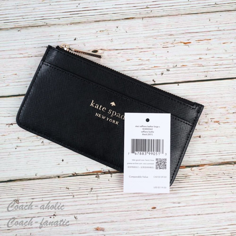 NWT Kate Spade Staci Large Leather Slim Card Holder Wallet in Black - Picture 7 of 9